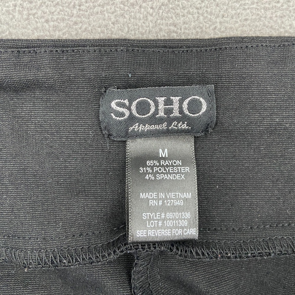 Soho Flare Pants Womens Medium Black Stretch Minimalist High Waisted Pull On - Picture 6 of 9